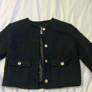 ABERCROMBIE COLLARLESS TWEED JACKET